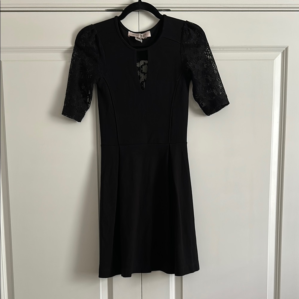 French Connection Black Ribbed Sheath Dress